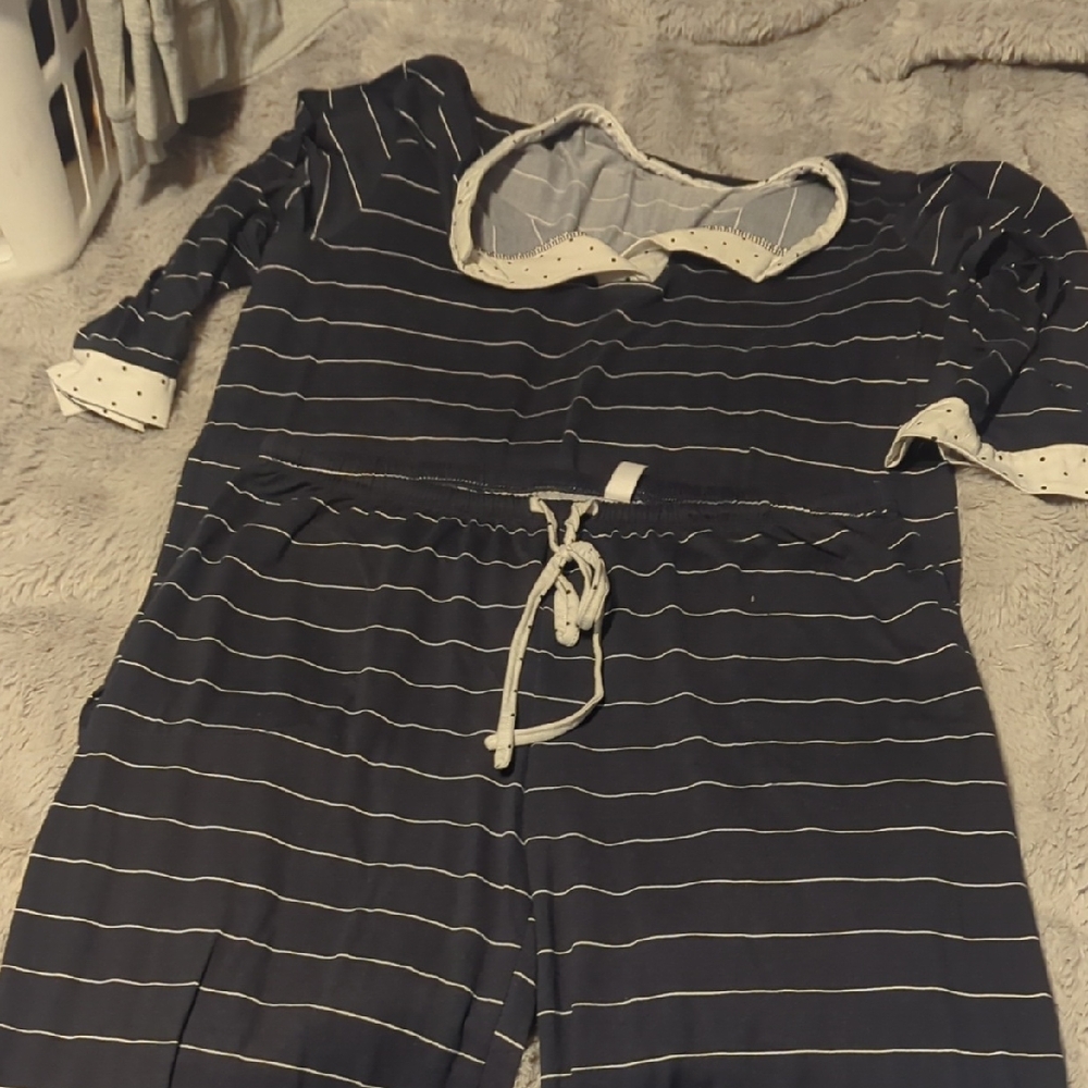 Flora Nikrooz Navy and White Striped Pajama Set